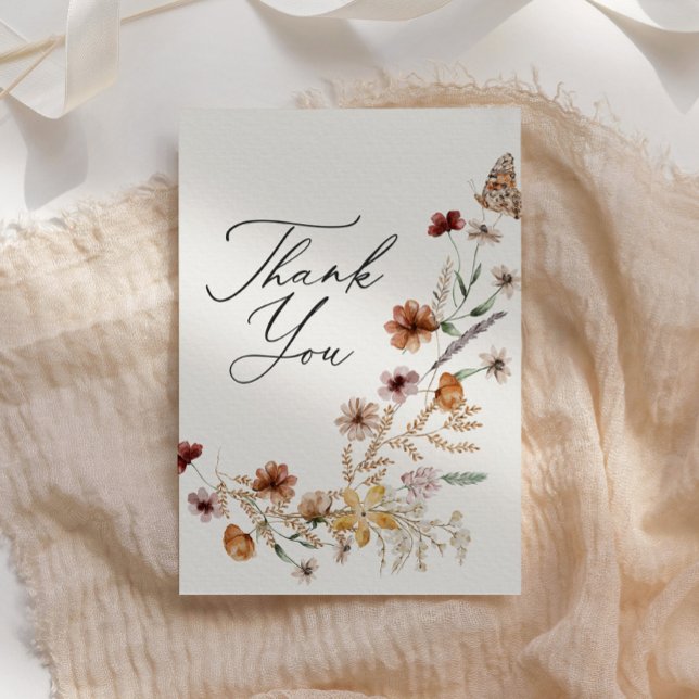 Boho Wildflower Bridal Shower Thank You Card (Creator Uploaded)