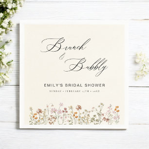 Boho Wildflower Brunch & Bubbly  Bridal Shower Napkin