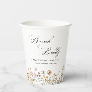Boho Wildflower Brunch & Bubbly  Bridal Shower Paper Cups
