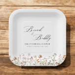 Boho Wildflower Brunch & Bubbly  Bridal Shower Paper Plate<br><div class="desc">Elevate your bridal shower with our Boho Wildflower Brunch & Bubbly Paper Plates, a charming blend of bohemian style and elegant design. These disposable plates feature a delicate wildflower motif in a boho-inspired palette, perfect for adding a touch of whimsy to your event. Crafted with premium paper material, our plates...</div>