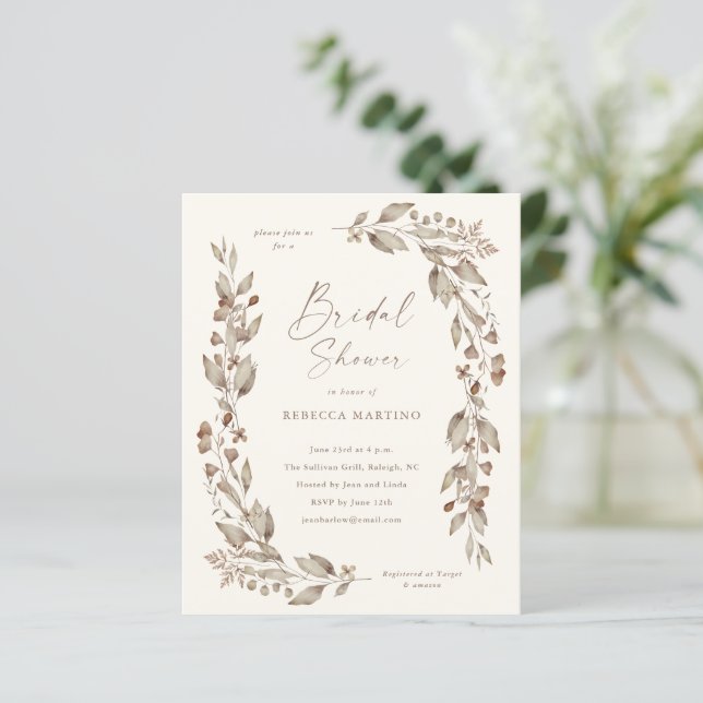 Boho Wildflower Budget Bridal Shower Invitations (Standing Front)