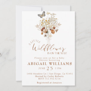 Boho Wildflower butterfly Baby Shower Invitation