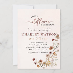 Boho Wildflower butterfly Baby Shower Invitation