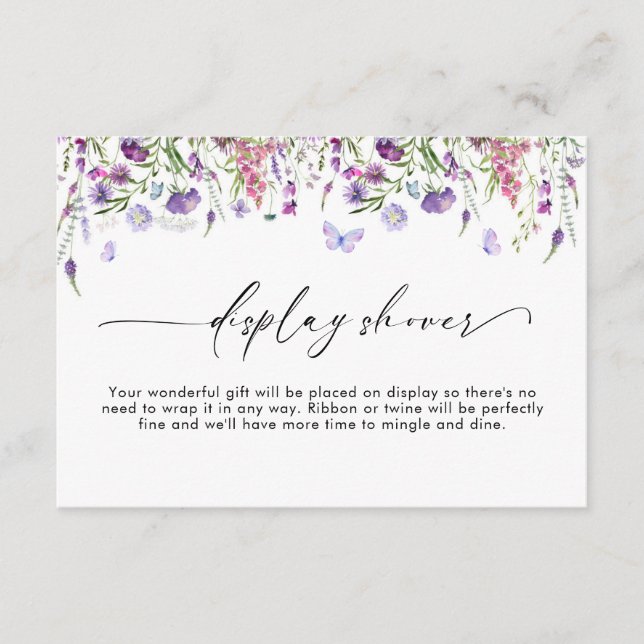 Boho Wildflower Butterfly Display Shower Enclosure Card (Front)