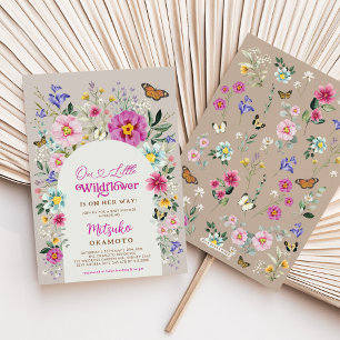 Boho Wildflower Butterfly Garden Girl Baby Shower Invitation