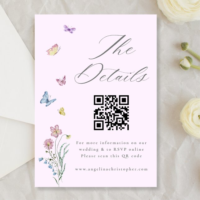 Boho Wildflower Butterfly Wedding Enclosure Card (Creator Uploaded)