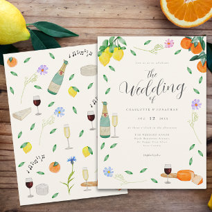 Boho Wildflower Citrus Summer Wedding Invitation