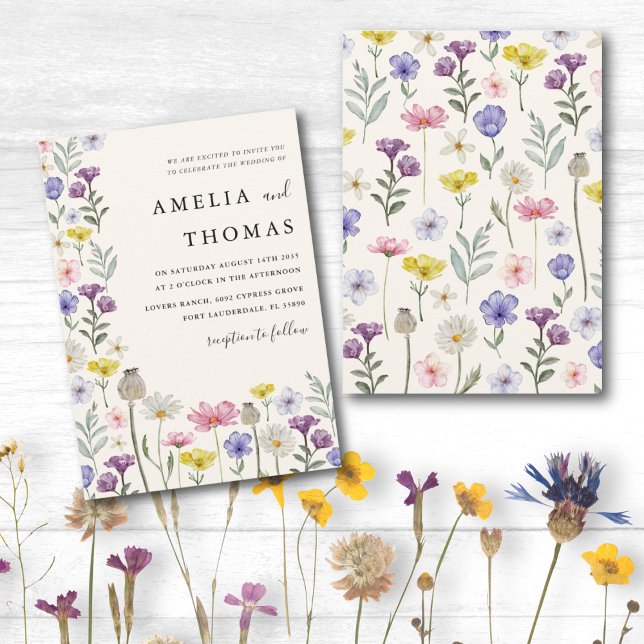 Boho Wildflower Colourful Floral Wedding Invitation (Creator Uploaded)