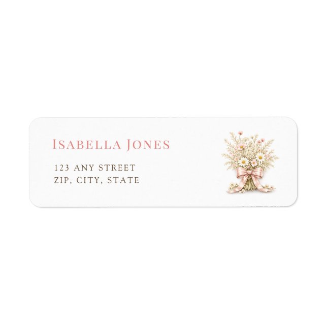 Boho Wildflower Coquette Bow Return Address (Front)