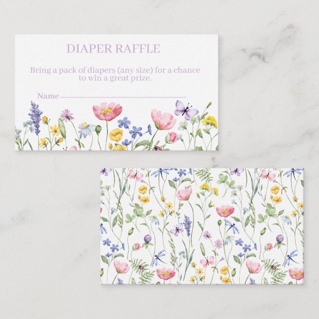 Boho Wildflower diaper raffle Enclosure Card (Front/Back)