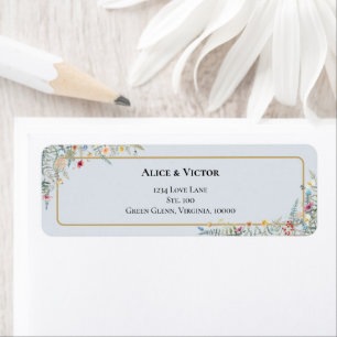 Boho Wildflower Dusty Blue Wedding Return Address