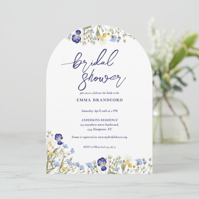 Boho Wildflower Elegant Bridal Shower  Invitation (Standing Front)