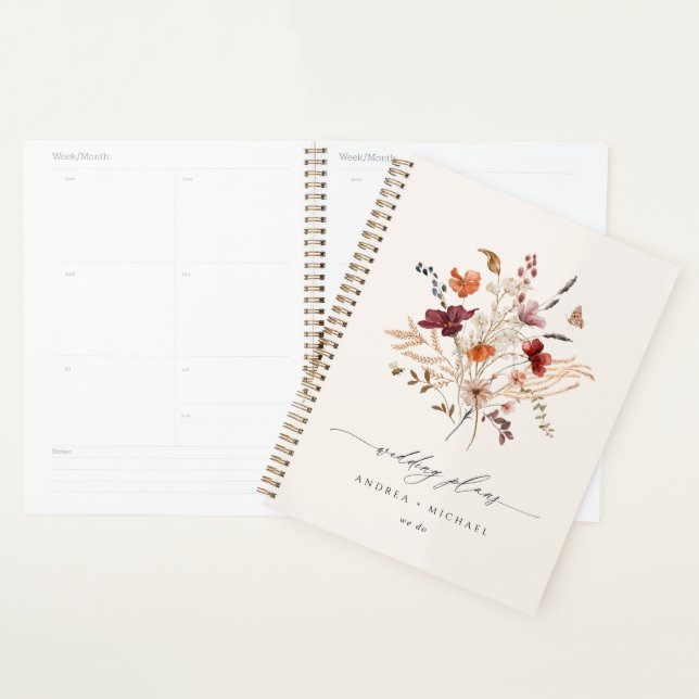 Boho Wildflower Elegant Fall Wedding Planner (Display)