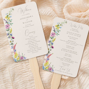 Boho Wildflower Elegant Modern Wedding Program  Hand Fan