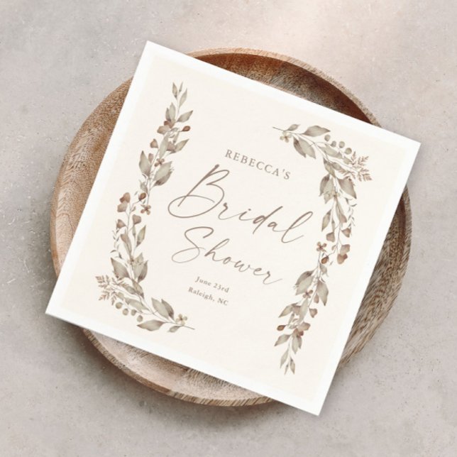 Boho Wildflower Elegant Wedding Bridal Shower Napkin (Boho wildflower floral elegant ivory wedding bridal shower napkins.)