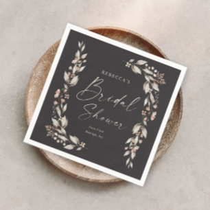 Boho Wildflower Elegant Wedding Bridal Shower Napkin