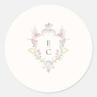 Boho Wildflower Elegant Wedding Classic Round Sticker