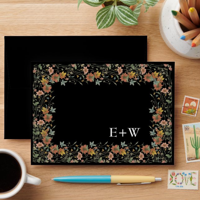Boho Wildflower Elegant Wedding Envelope (Desk)