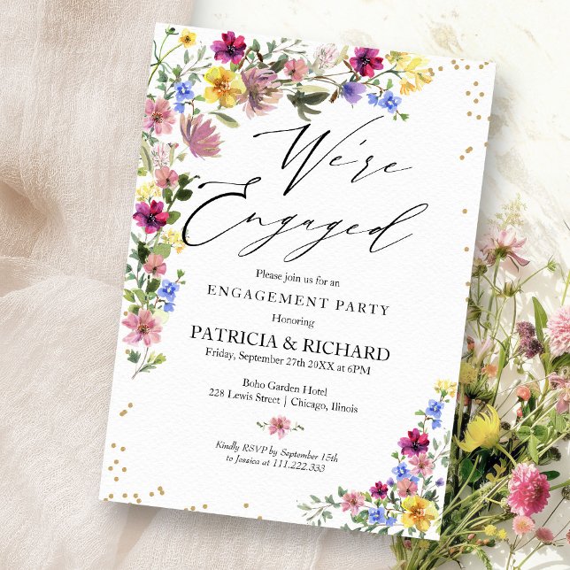 Boho Wildflower Engagement Party Invitation (Creator Uploaded)