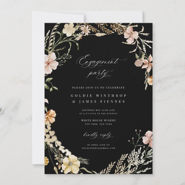 Boho Wildflower Engagement Party Invitation (Front)