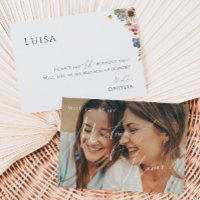 Boho Wildflower Faded Photo Matron of Honor Card