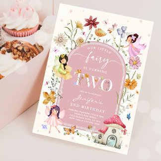 Boho Wildflower Fairy 2nd Birthday Party Invitation