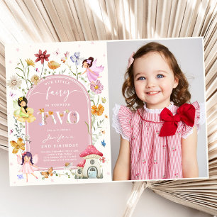 Boho Wildflower Fairy 2nd Birthday Party Photo Invitation