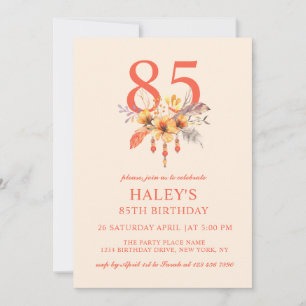 Boho Wildflower Fall Autumn Floral 85TH Birthday Invitation