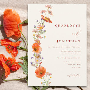 Boho Wildflower Fall Wedding Invitation