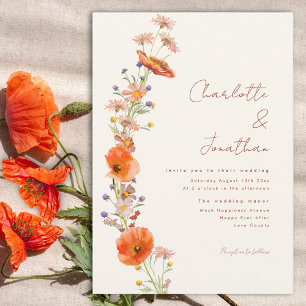 Boho Wildflower Fall Wedding Invitation