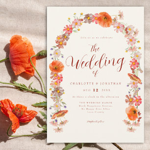Boho Wildflower Fall Wedding Invitation