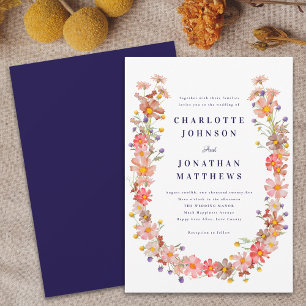 Boho Wildflower Fall Wedding Invitation