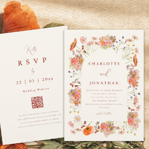 Boho Wildflower Fall Wedding Invitation