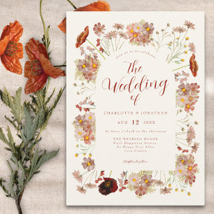 Boho Wildflower Fall Wedding Invitation