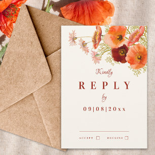 Boho Wildflower Fall Wedding Reply RSVP Card