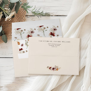 Boho Wildflower Fall Wedding Return Address Envelope
