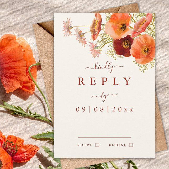 Boho Wildflower Fall Wedding RSVP Card (Boho wildflower fall wedding invitation rsvp enclosure card elegant script & dried flowers bouquet )