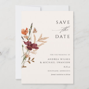 Boho Wildflower Fall Wedding Vintage Save The Date