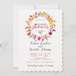 Boho Wildflower Fall Wreath Wedding Shower Invitation