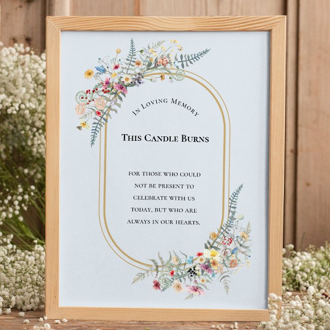 Boho Wildflower Fern Dusty Blue This Candle Burns Poster (Creator Uploaded)
