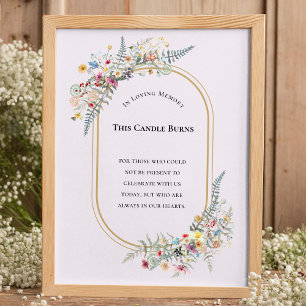 Boho Wildflower Fern Lavender This Candle Burns Poster