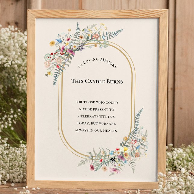 Boho Wildflower Fern Wedding This Candle Burns Poster (Creator Uploaded)