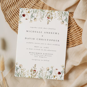Boho Wildflower Field Wedding Invitation