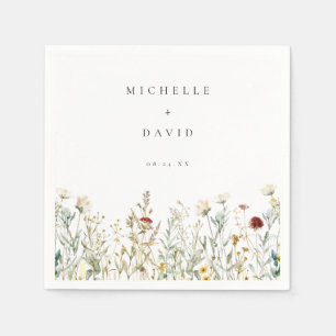 Boho Wildflower Field Wedding Napkin