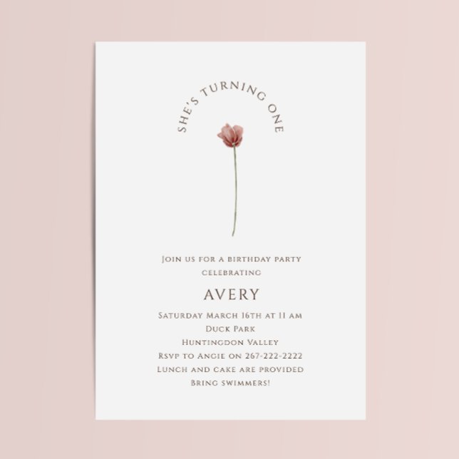 Boho Wildflower First Birthday Party Invitation (Creator Uploaded)