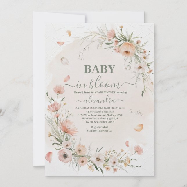 Boho Wildflower Flora Baby Shower Invitation (Front)