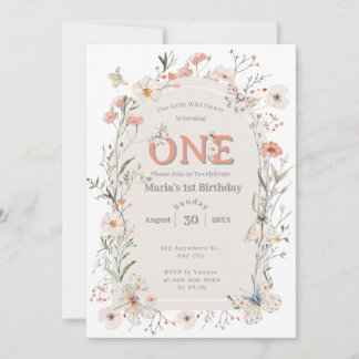 Boho Wildflower Floral Baby Birthday Invitation