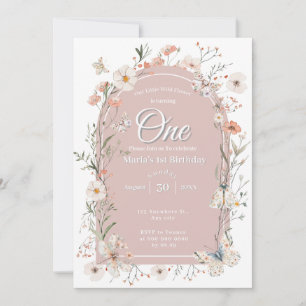 Boho Wildflower Floral Baby Birthday Invitation