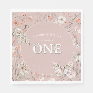Boho Wildflower Floral Baby Birthday Napkin