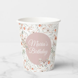 Boho Wildflower Floral Baby Birthday Paper Cups
